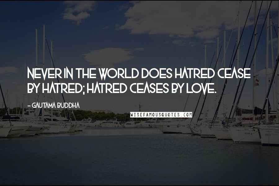 Gautama Buddha Quotes: Never in the world does hatred cease by hatred; hatred ceases by love.