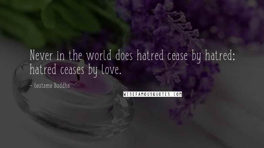 Gautama Buddha Quotes: Never in the world does hatred cease by hatred; hatred ceases by love.