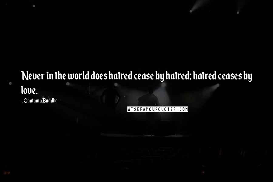 Gautama Buddha Quotes: Never in the world does hatred cease by hatred; hatred ceases by love.