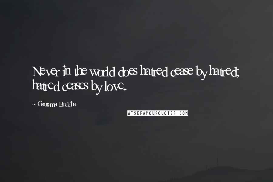 Gautama Buddha Quotes: Never in the world does hatred cease by hatred; hatred ceases by love.