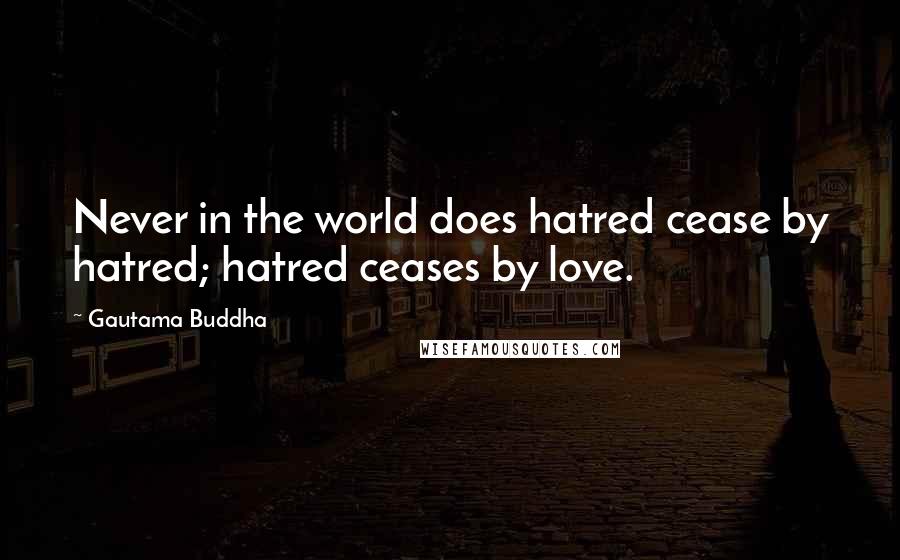 Gautama Buddha Quotes: Never in the world does hatred cease by hatred; hatred ceases by love.