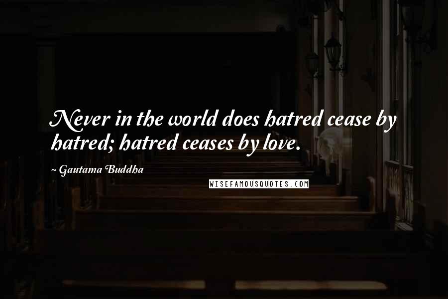 Gautama Buddha Quotes: Never in the world does hatred cease by hatred; hatred ceases by love.