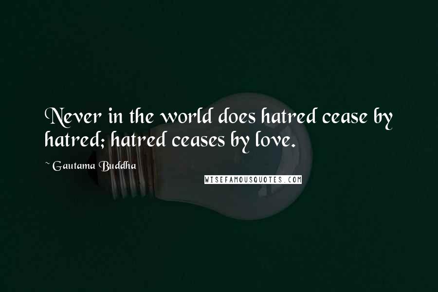 Gautama Buddha Quotes: Never in the world does hatred cease by hatred; hatred ceases by love.