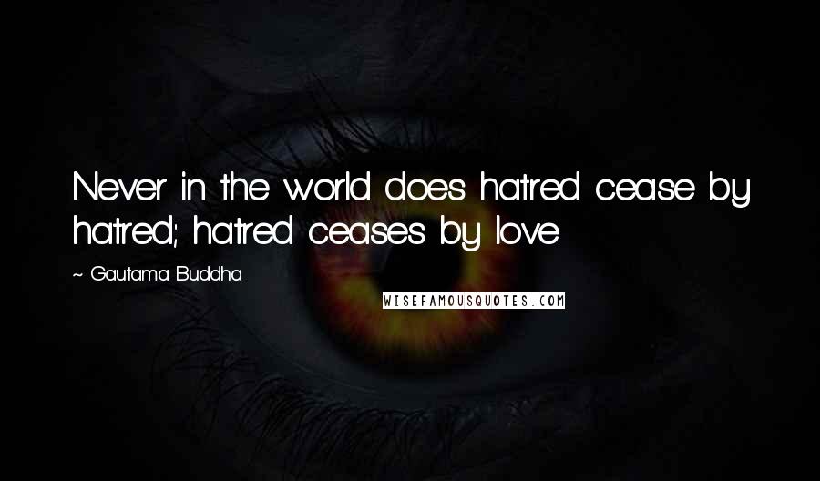 Gautama Buddha Quotes: Never in the world does hatred cease by hatred; hatred ceases by love.