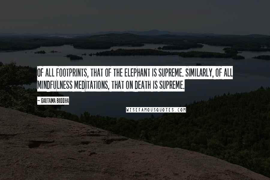 Gautama Buddha Quotes: Of all footprints, that of the elephant is supreme. Similarly, of all mindfulness meditations, that on death is supreme.