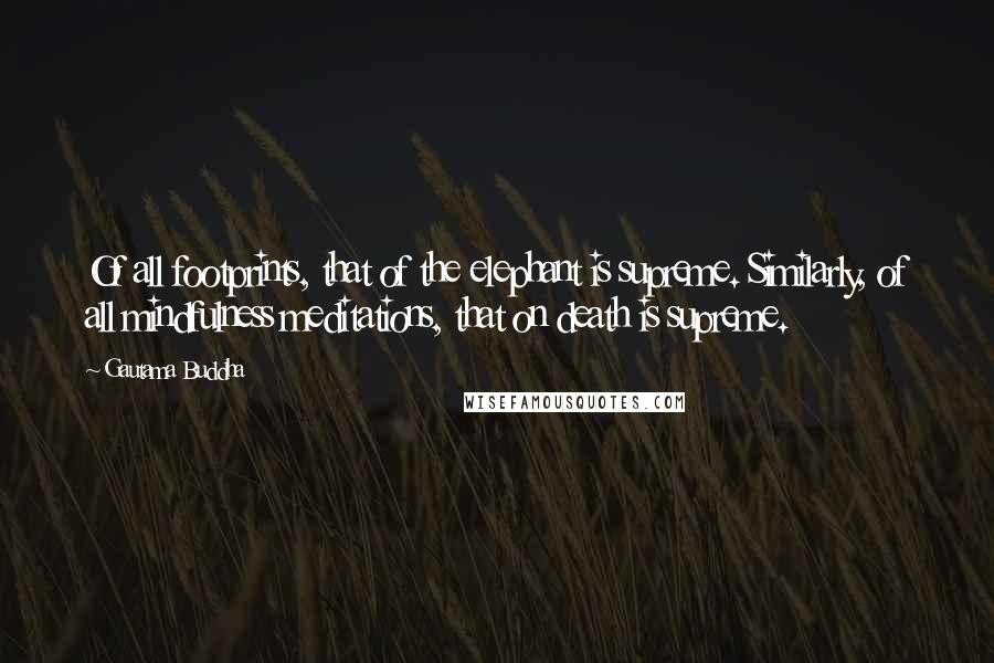 Gautama Buddha Quotes: Of all footprints, that of the elephant is supreme. Similarly, of all mindfulness meditations, that on death is supreme.