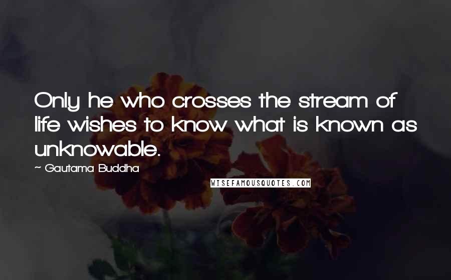 Gautama Buddha Quotes: Only he who crosses the stream of life wishes to know what is known as unknowable.