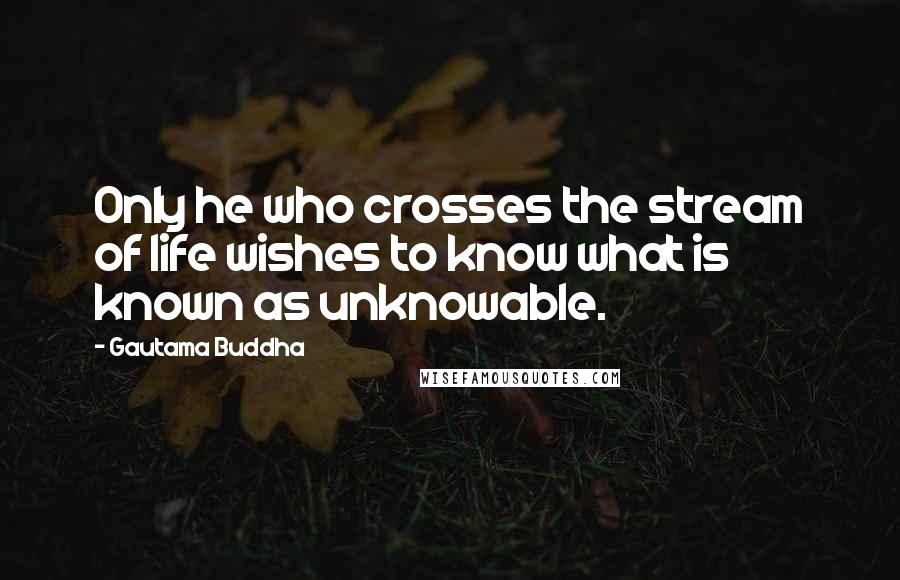 Gautama Buddha Quotes: Only he who crosses the stream of life wishes to know what is known as unknowable.