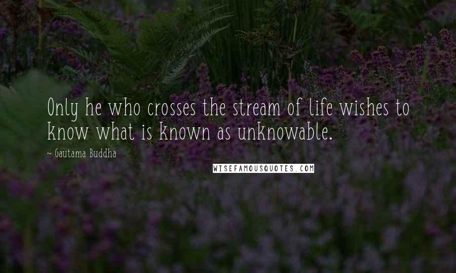 Gautama Buddha Quotes: Only he who crosses the stream of life wishes to know what is known as unknowable.