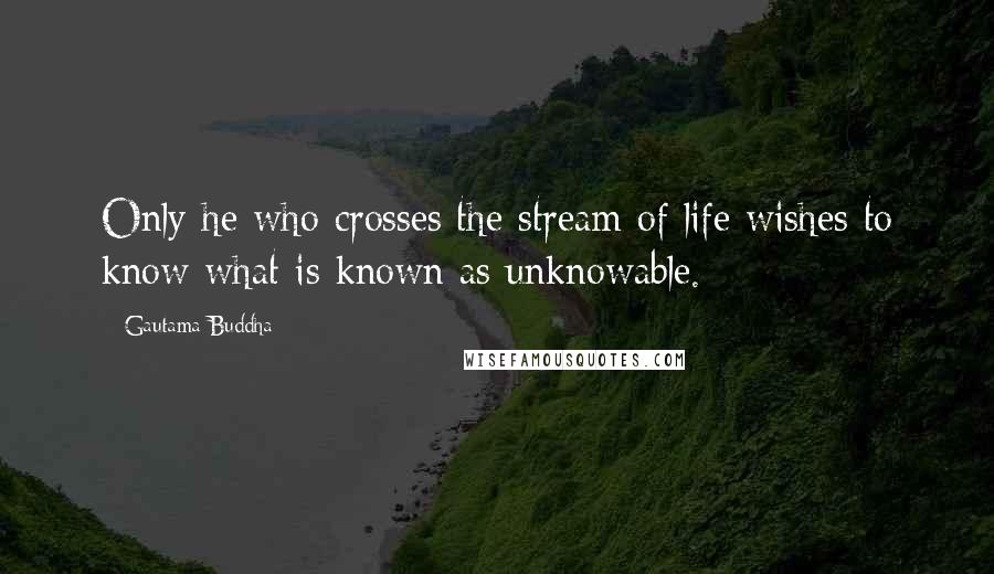 Gautama Buddha Quotes: Only he who crosses the stream of life wishes to know what is known as unknowable.