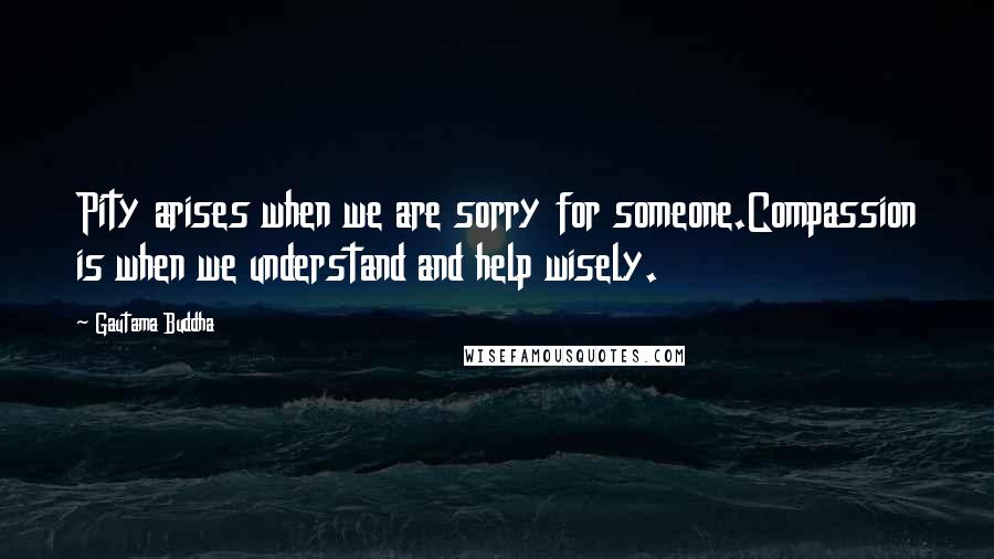 Gautama Buddha Quotes: Pity arises when we are sorry for someone.Compassion is when we understand and help wisely.