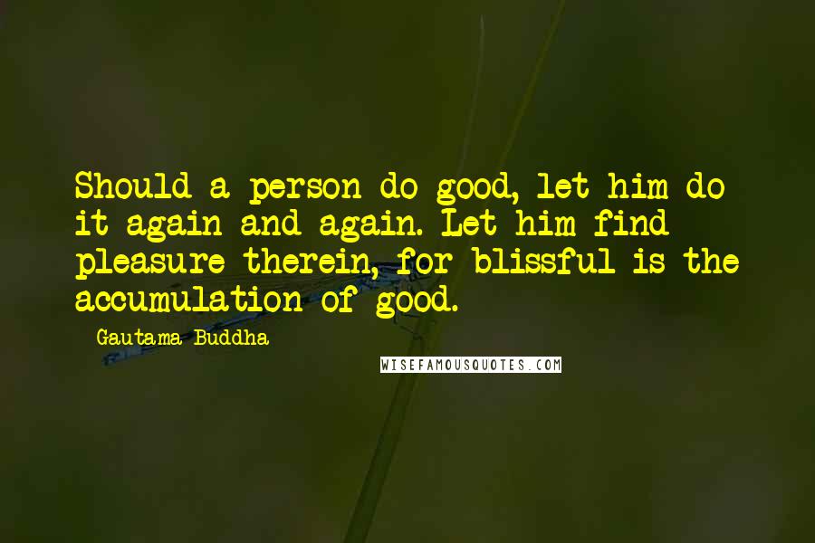 Gautama Buddha Quotes: Should a person do good, let him do it again and again. Let him find pleasure therein, for blissful is the accumulation of good.