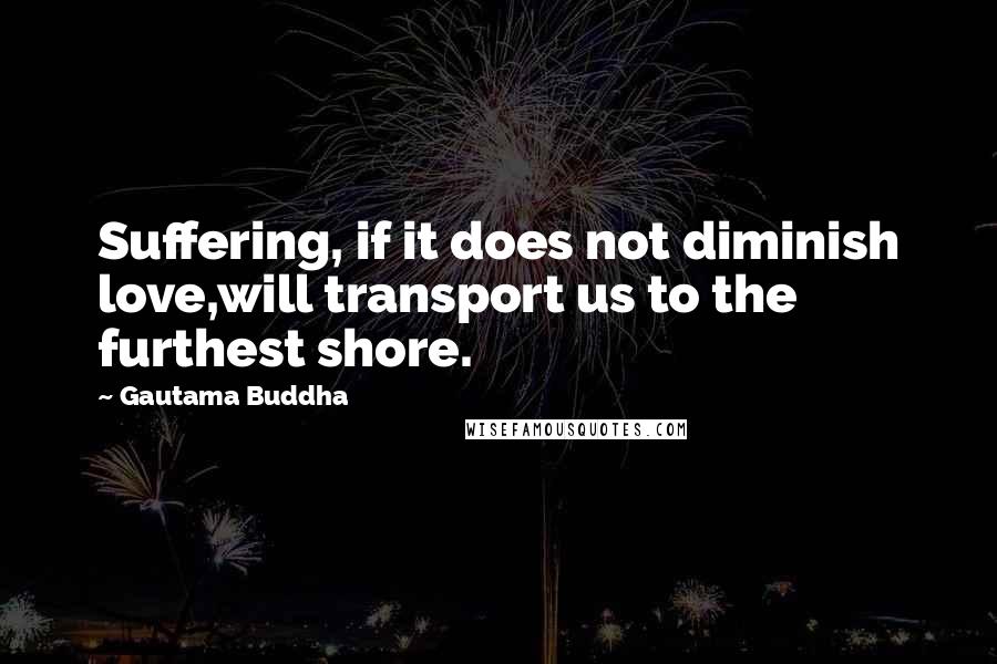 Gautama Buddha Quotes: Suffering, if it does not diminish love,will transport us to the furthest shore.