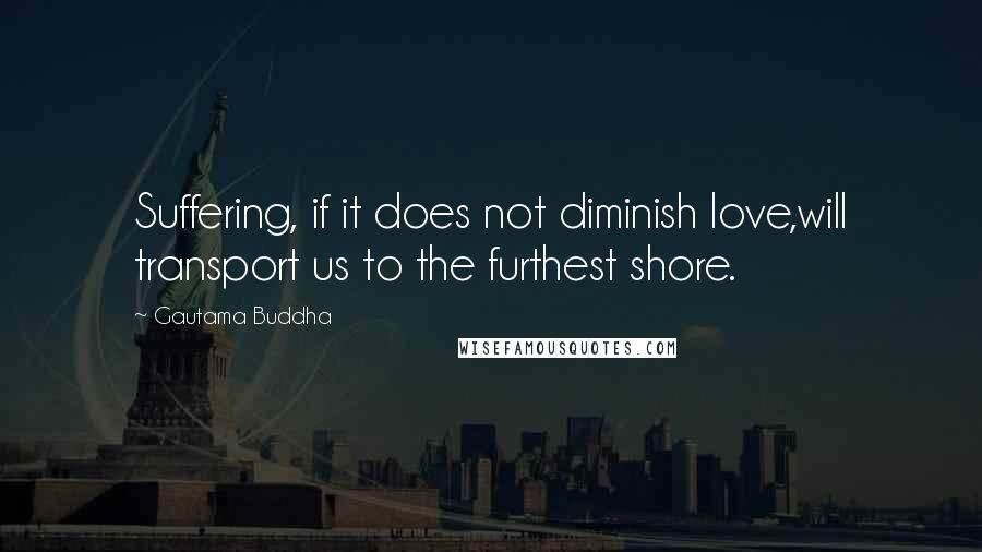 Gautama Buddha Quotes: Suffering, if it does not diminish love,will transport us to the furthest shore.