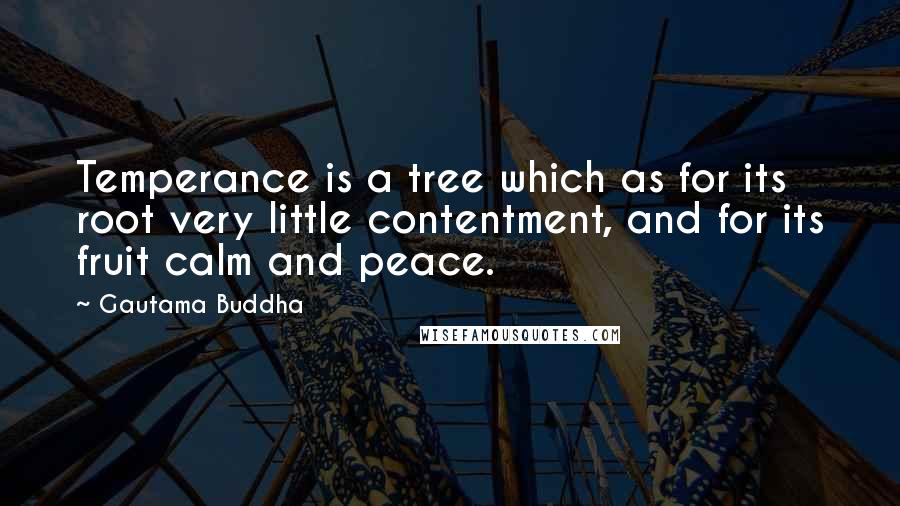 Gautama Buddha Quotes: Temperance is a tree which as for its root very little contentment, and for its fruit calm and peace.