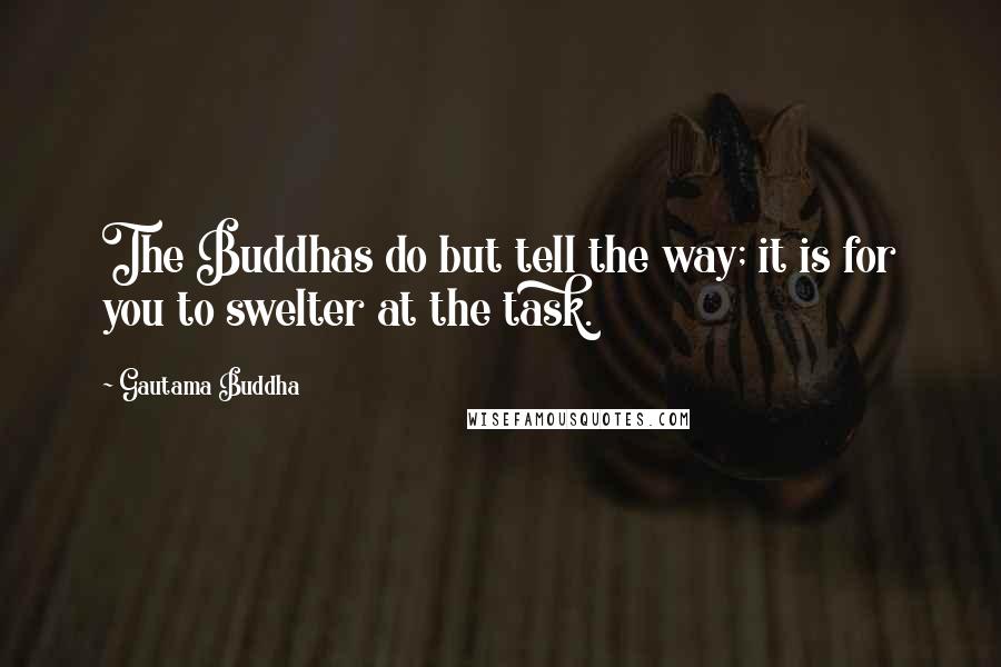 Gautama Buddha Quotes: The Buddhas do but tell the way; it is for you to swelter at the task.