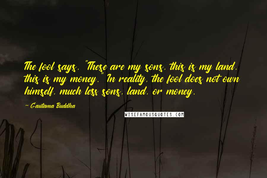 Gautama Buddha Quotes: The fool says, "These are my sons, this is my land, this is my money." In reality, the fool does not own himself, much less sons, land, or money.