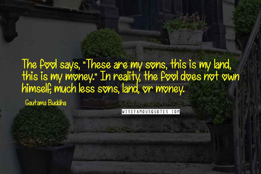 Gautama Buddha Quotes: The fool says, "These are my sons, this is my land, this is my money." In reality, the fool does not own himself, much less sons, land, or money.