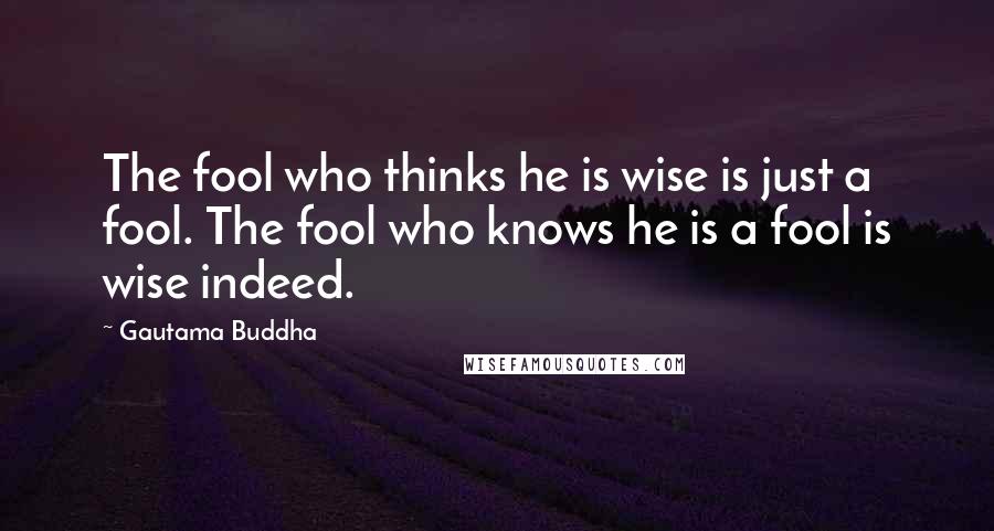 Gautama Buddha Quotes: The fool who thinks he is wise is just a fool. The fool who knows he is a fool is wise indeed.
