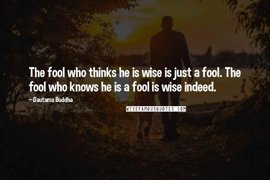 Gautama Buddha Quotes: The fool who thinks he is wise is just a fool. The fool who knows he is a fool is wise indeed.