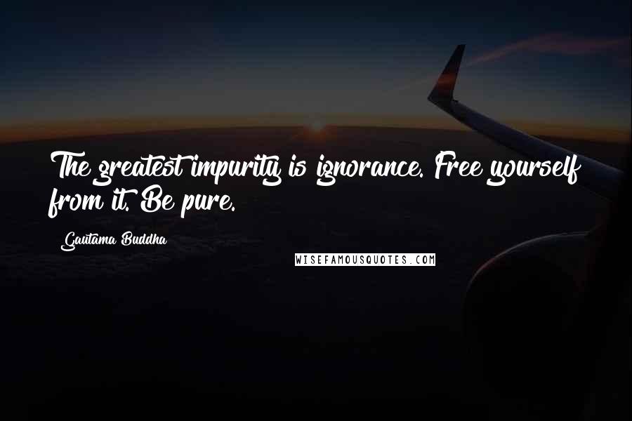 Gautama Buddha Quotes: The greatest impurity is ignorance. Free yourself from it. Be pure.