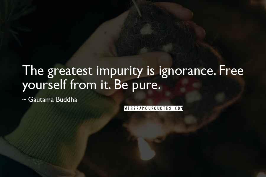 Gautama Buddha Quotes: The greatest impurity is ignorance. Free yourself from it. Be pure.