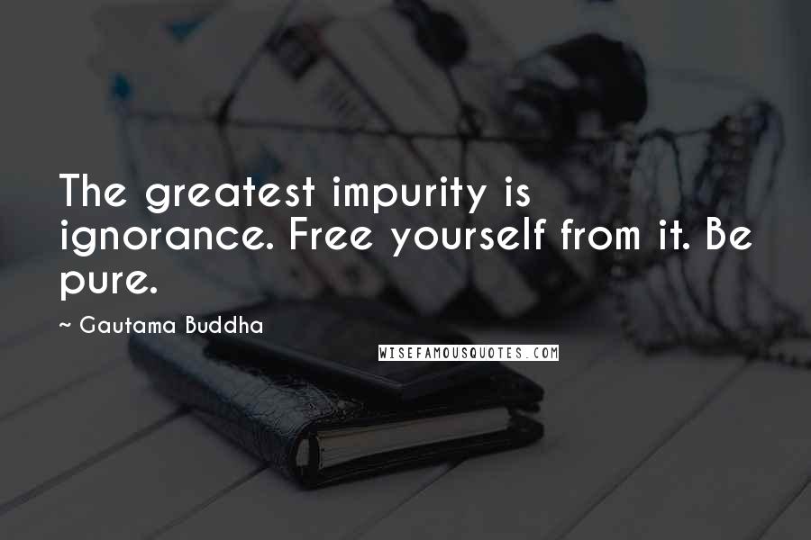 Gautama Buddha Quotes: The greatest impurity is ignorance. Free yourself from it. Be pure.