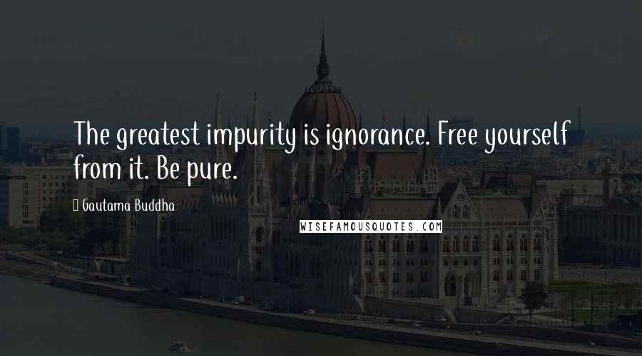 Gautama Buddha Quotes: The greatest impurity is ignorance. Free yourself from it. Be pure.