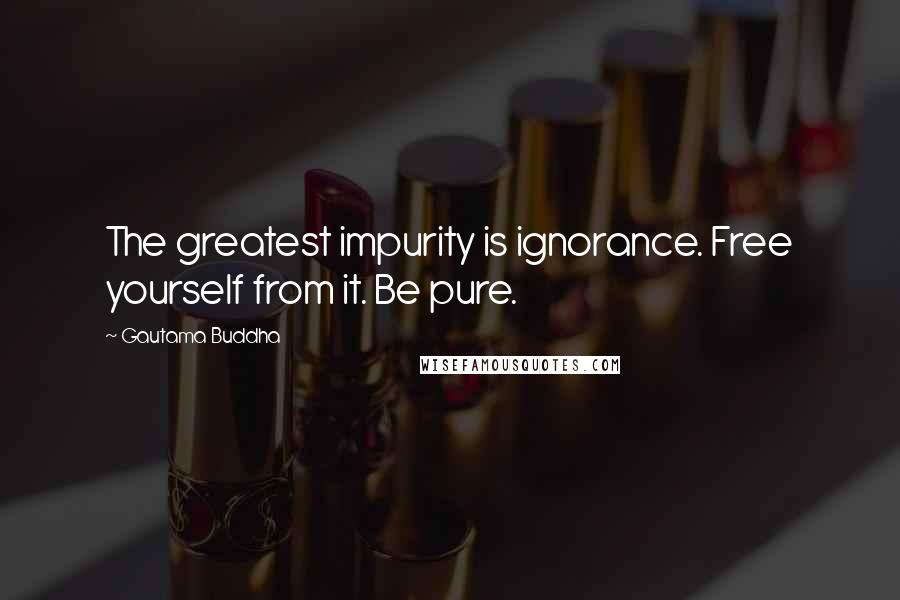 Gautama Buddha Quotes: The greatest impurity is ignorance. Free yourself from it. Be pure.