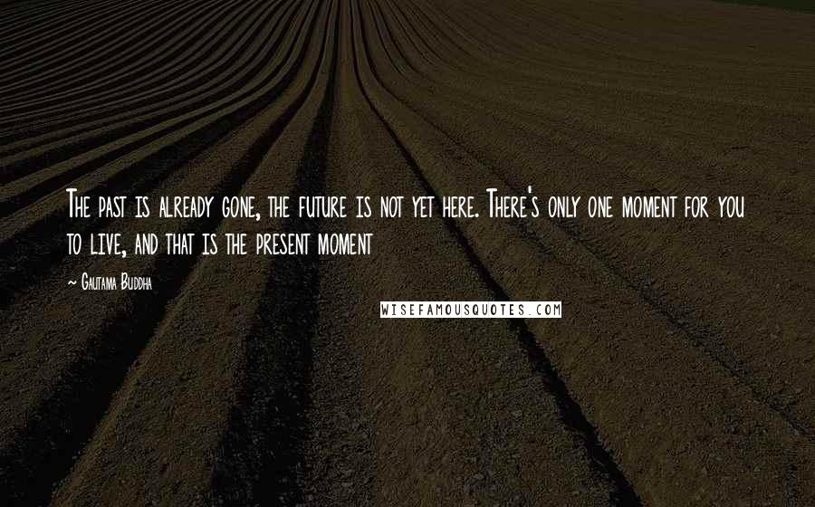 Gautama Buddha Quotes: The past is already gone, the future is not yet here. There's only one moment for you to live, and that is the present moment