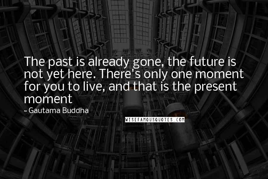 Gautama Buddha Quotes: The past is already gone, the future is not yet here. There's only one moment for you to live, and that is the present moment