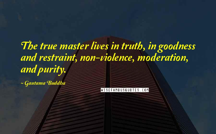 Gautama Buddha Quotes: The true master lives in truth, in goodness and restraint, non-violence, moderation, and purity.