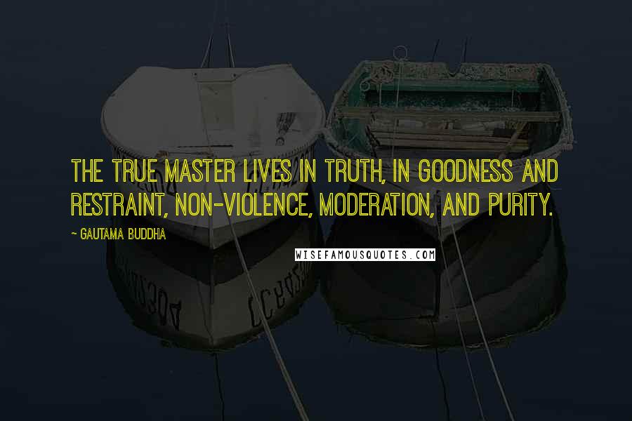 Gautama Buddha Quotes: The true master lives in truth, in goodness and restraint, non-violence, moderation, and purity.