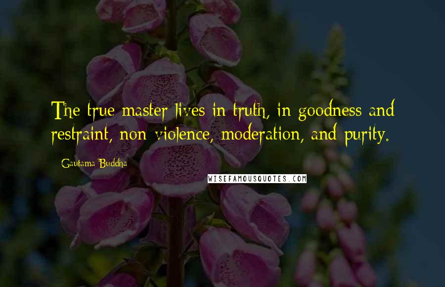 Gautama Buddha Quotes: The true master lives in truth, in goodness and restraint, non-violence, moderation, and purity.