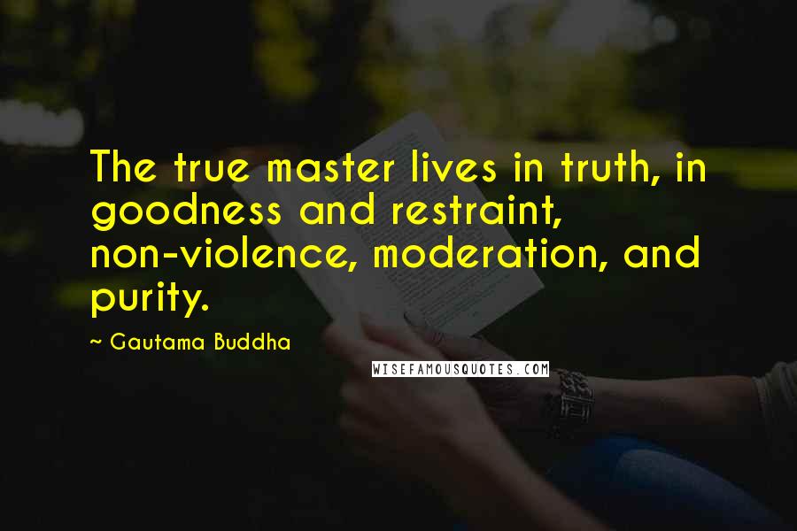 Gautama Buddha Quotes: The true master lives in truth, in goodness and restraint, non-violence, moderation, and purity.