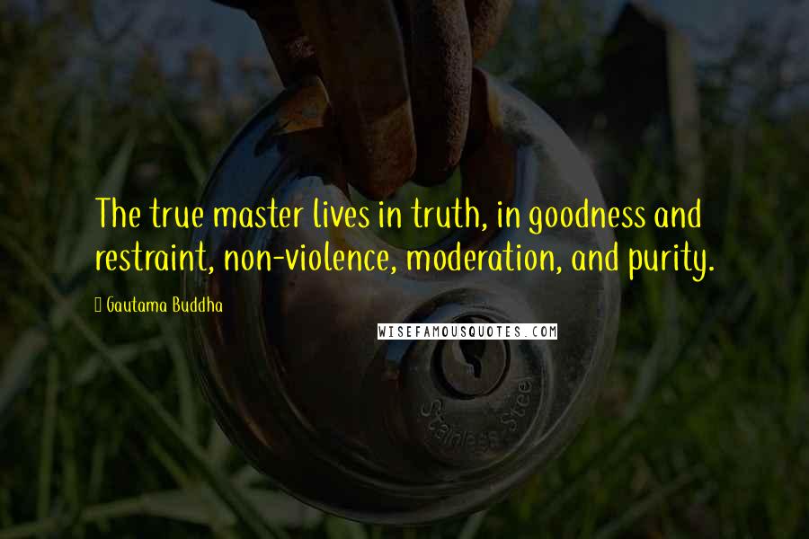 Gautama Buddha Quotes: The true master lives in truth, in goodness and restraint, non-violence, moderation, and purity.