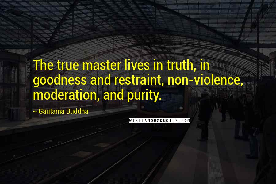 Gautama Buddha Quotes: The true master lives in truth, in goodness and restraint, non-violence, moderation, and purity.