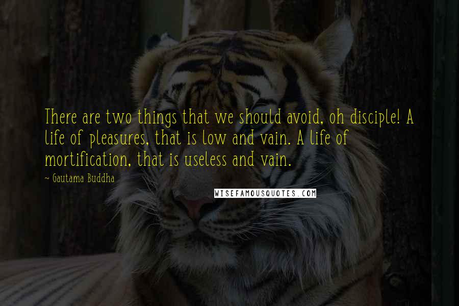 Gautama Buddha Quotes: There are two things that we should avoid, oh disciple! A life of pleasures, that is low and vain. A life of mortification, that is useless and vain.