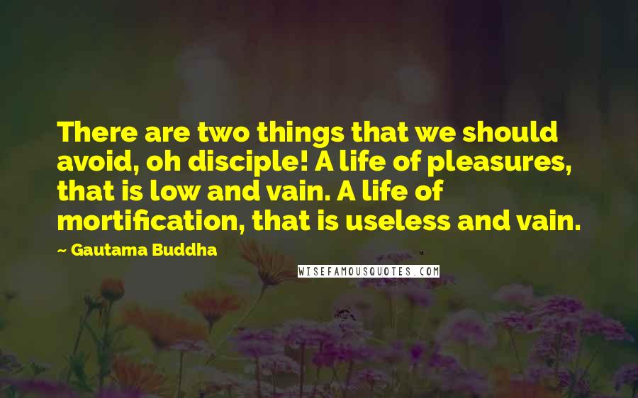 Gautama Buddha Quotes: There are two things that we should avoid, oh disciple! A life of pleasures, that is low and vain. A life of mortification, that is useless and vain.