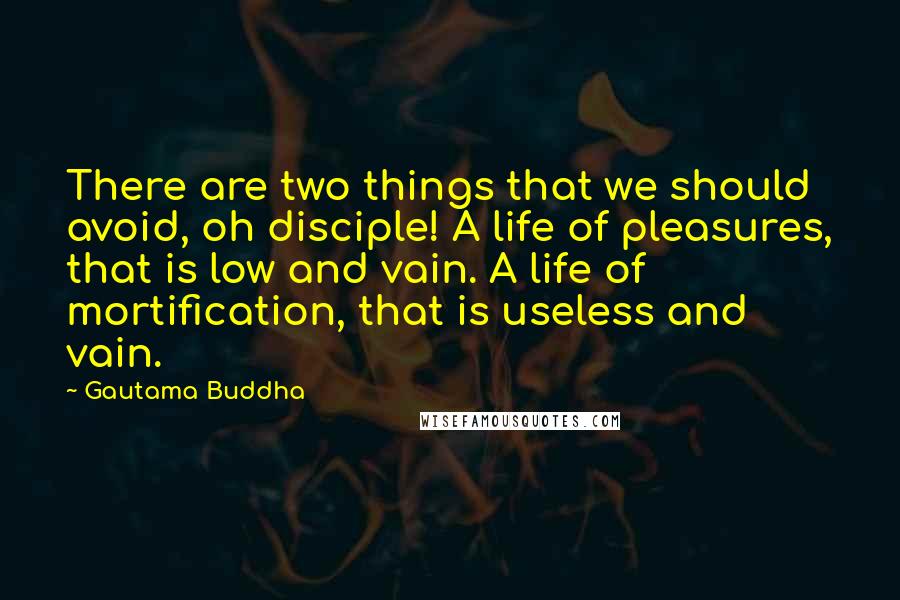 Gautama Buddha Quotes: There are two things that we should avoid, oh disciple! A life of pleasures, that is low and vain. A life of mortification, that is useless and vain.
