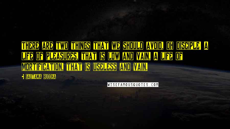 Gautama Buddha Quotes: There are two things that we should avoid, oh disciple! A life of pleasures, that is low and vain. A life of mortification, that is useless and vain.