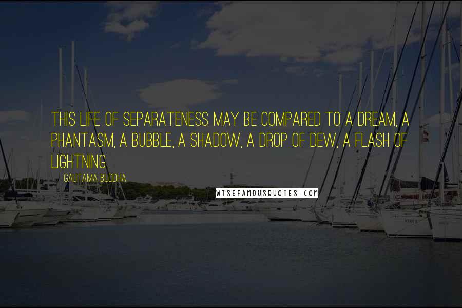 Gautama Buddha Quotes: This life of separateness may be compared to a dream, a phantasm, a bubble, a shadow, a drop of dew, a flash of lightning.
