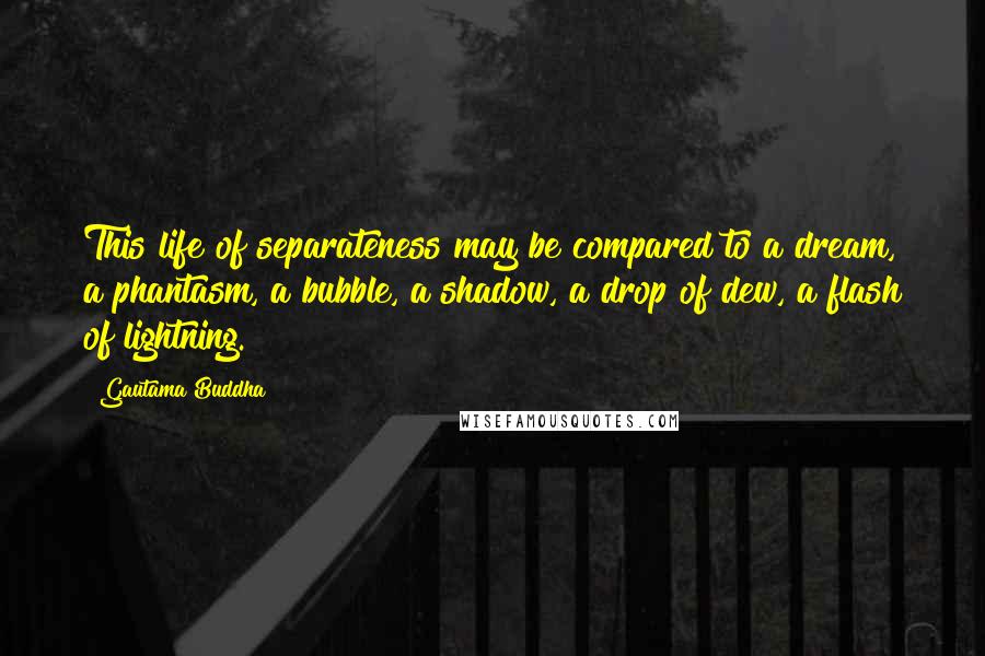 Gautama Buddha Quotes: This life of separateness may be compared to a dream, a phantasm, a bubble, a shadow, a drop of dew, a flash of lightning.