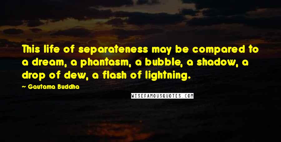 Gautama Buddha Quotes: This life of separateness may be compared to a dream, a phantasm, a bubble, a shadow, a drop of dew, a flash of lightning.