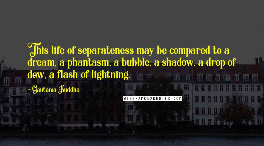 Gautama Buddha Quotes: This life of separateness may be compared to a dream, a phantasm, a bubble, a shadow, a drop of dew, a flash of lightning.