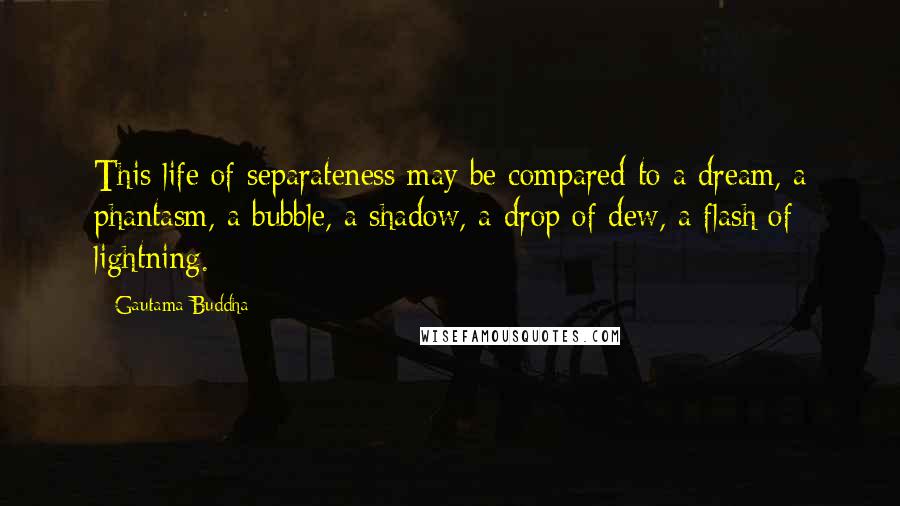 Gautama Buddha Quotes: This life of separateness may be compared to a dream, a phantasm, a bubble, a shadow, a drop of dew, a flash of lightning.