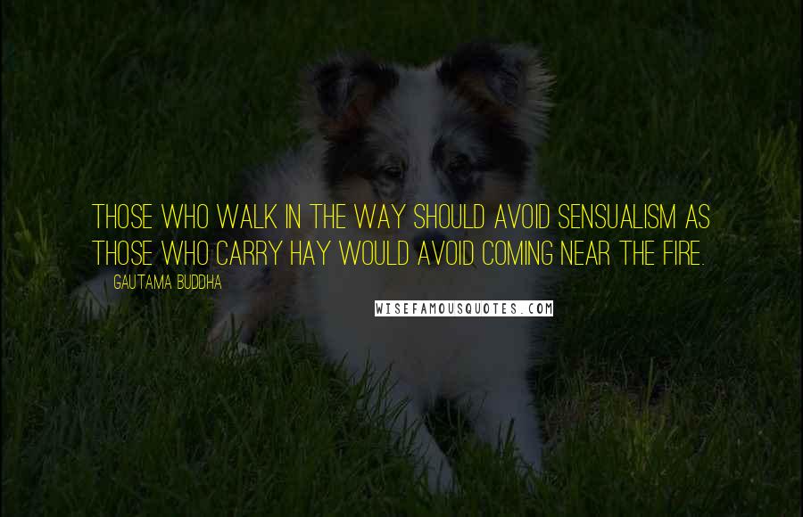 Gautama Buddha Quotes: Those who walk in the Way should avoid sensualism as those who carry hay would avoid coming near the fire.