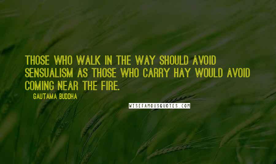 Gautama Buddha Quotes: Those who walk in the Way should avoid sensualism as those who carry hay would avoid coming near the fire.