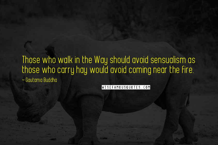 Gautama Buddha Quotes: Those who walk in the Way should avoid sensualism as those who carry hay would avoid coming near the fire.