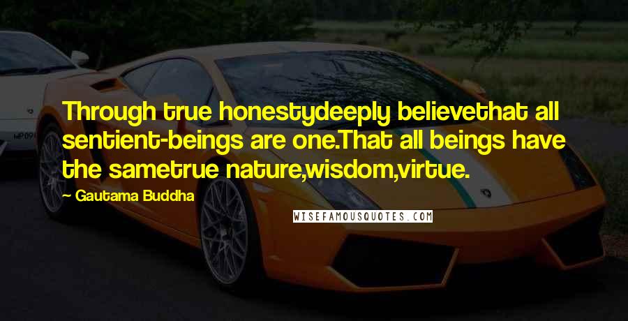 Gautama Buddha Quotes: Through true honestydeeply believethat all sentient-beings are one.That all beings have the sametrue nature,wisdom,virtue.